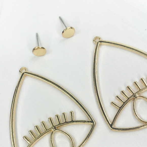 RESTOCKED Evil Eye Gold Drop Earrings - Picture 3 of 8